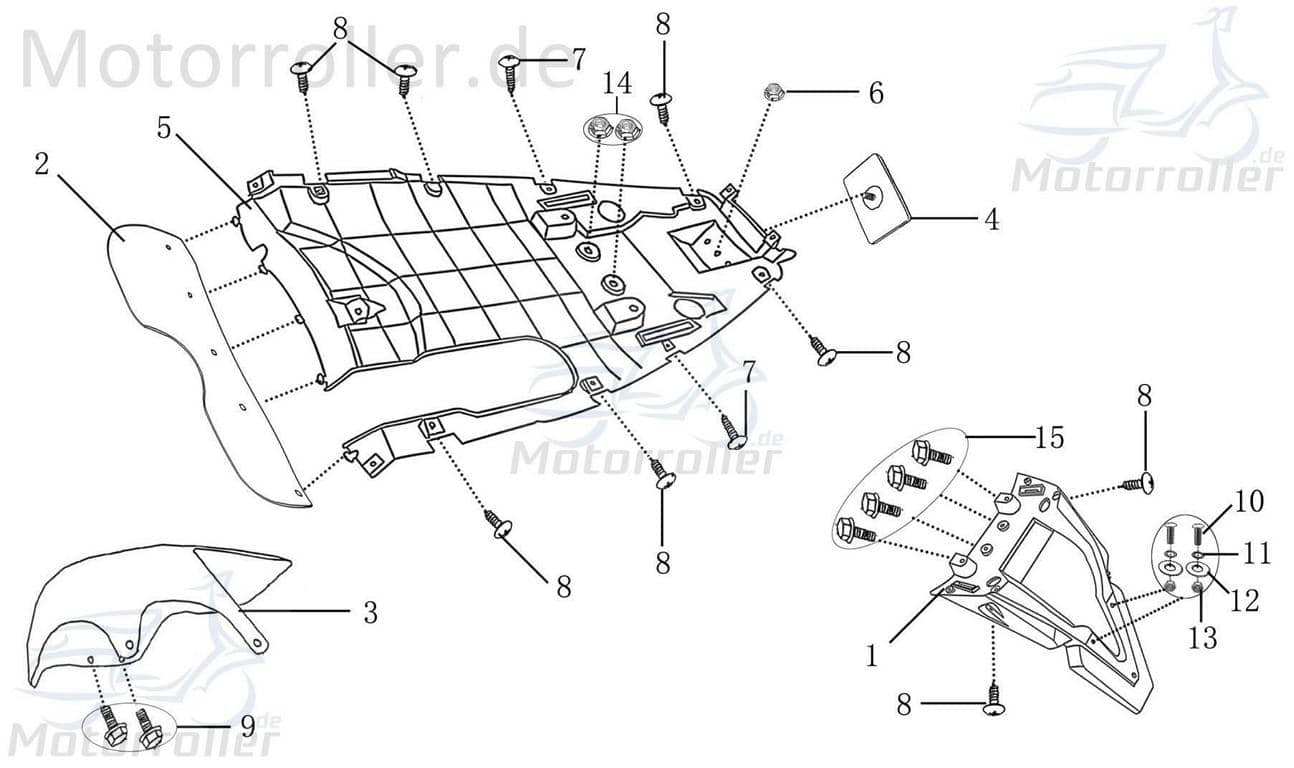 Hinterradabdeckung mit 3 Loch 2T 50cc 1E40QMB 1010414-2