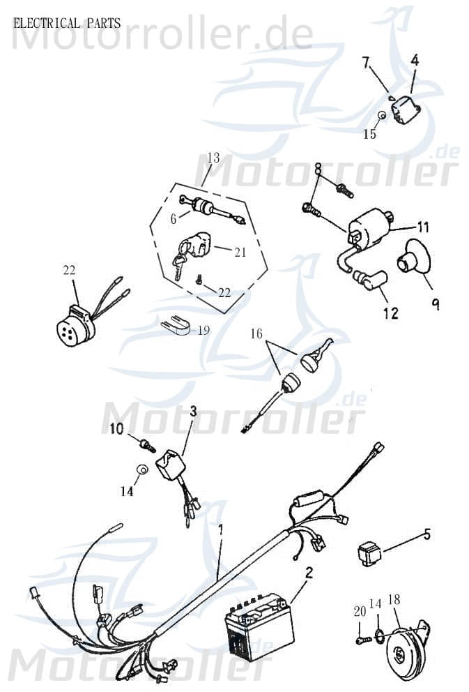 Adly Kabelbaum ATV 50 II AC Kabelsatz 50ccm 2Takt Motorroller.de Stromverteiler Strom-Verteiler Kabel-Set Kabelbündel Kabel-Baum Quad UTV