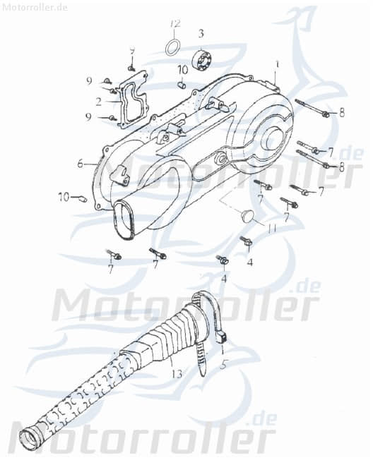 Adly Kurbelgehäusekanal Schlauch Lufteinlass 125ccm 4Takt Motorroller.de Luftkanal Kurbelgehäusedeckel links 152QMI Buggy GK 125 Ersatzteil Service