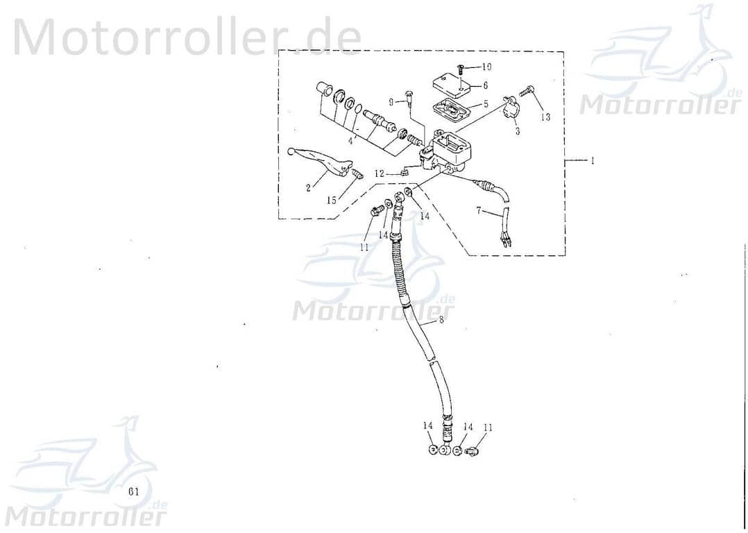 Bremsschlauch REX Scooter 50 78140 Motorroller.de Bremsleitung vorne Vorderradbremse Kreidler Flory 50