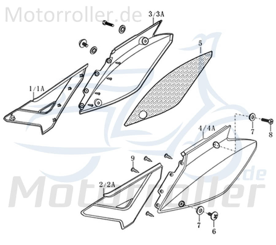 Kreidler DICE GS/SM 125i Verkleidung links oben Motorrad 781056 Seitenverkleidung Seitendeckel Seitenabdeckung