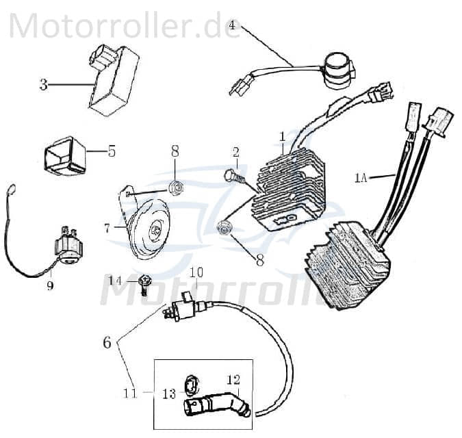 Gleichrichter / Regler DC-11 4-3polig Jonway Roller 1060002-3 Motorroller.de Spannungsregler Laderegler Stromregler Lade-Regler Spannungs-Regler Moped