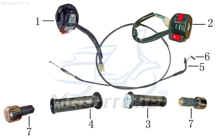 Lenkerarmatur links Trommelbremse Mit Bremshebel 1 Stecker 8 Pins und 2 Einzelne Spiegelloch M8 komplett 1050307-2