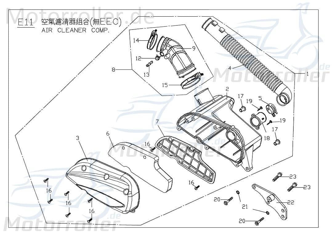 PGO Bugrider 200 Luftfilterdeckel 200ccm-4Takt Buggy 200ccm 4Takt X22620200000 Motorroller.de Luftfilterabdeckung Luftfilterkasten- PGO 200ccm-4Takt