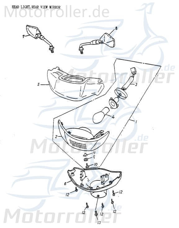 Adly Scheinwerferverkleidung weinrot JET 50 50ccm 2Takt Motorroller.de Scheinwerfer-Verkleidung Lenker-Verkleidung Scheinwerferabdeckung 50ccm-2Takt