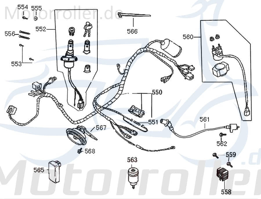 ZNEN Schlosssatz ZNEN Flory Classic 50 50ccm 35010-ALA6-9000 Motorroller.de Tankverschluss Tank-Verschluss Tank-Deckel Schloss-Set Zünd-Schloss Moped