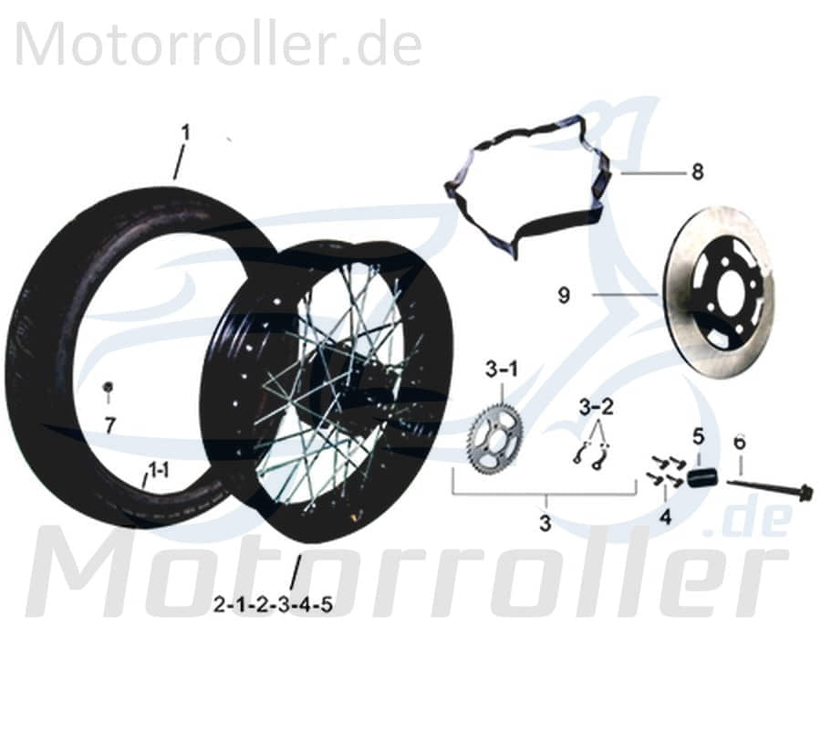 Kreidler DICE CR 125i NPJ Äußere Speichen Hinterrad Edelstahl 781412 Motorrad