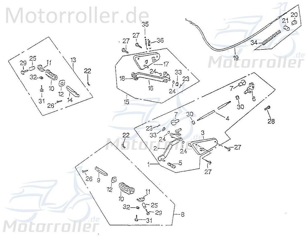 SMC Chopper 125 Fußbremshebel 125ccm 4Takt 53261-CHP-00 Motorroller.de Bremspedal Brems-Hebel Brems-Pedal Bremsnockenhebel Fußbremspedal Scooter