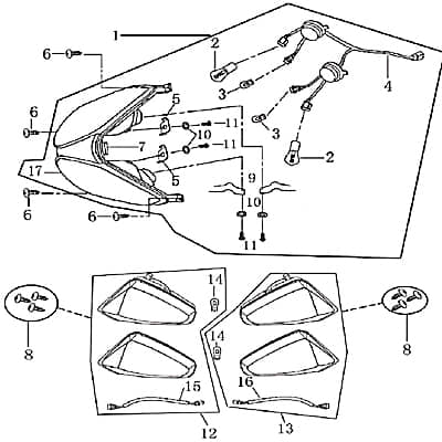Rex RS1100 Kabelbaum Scheinwerfer 125ccm 4Takt 701383 Motorroller.de Stromverteiler Kabelbaumverteiler Kabelsatz Kabel-Baum 125ccm-4Takt Scooter