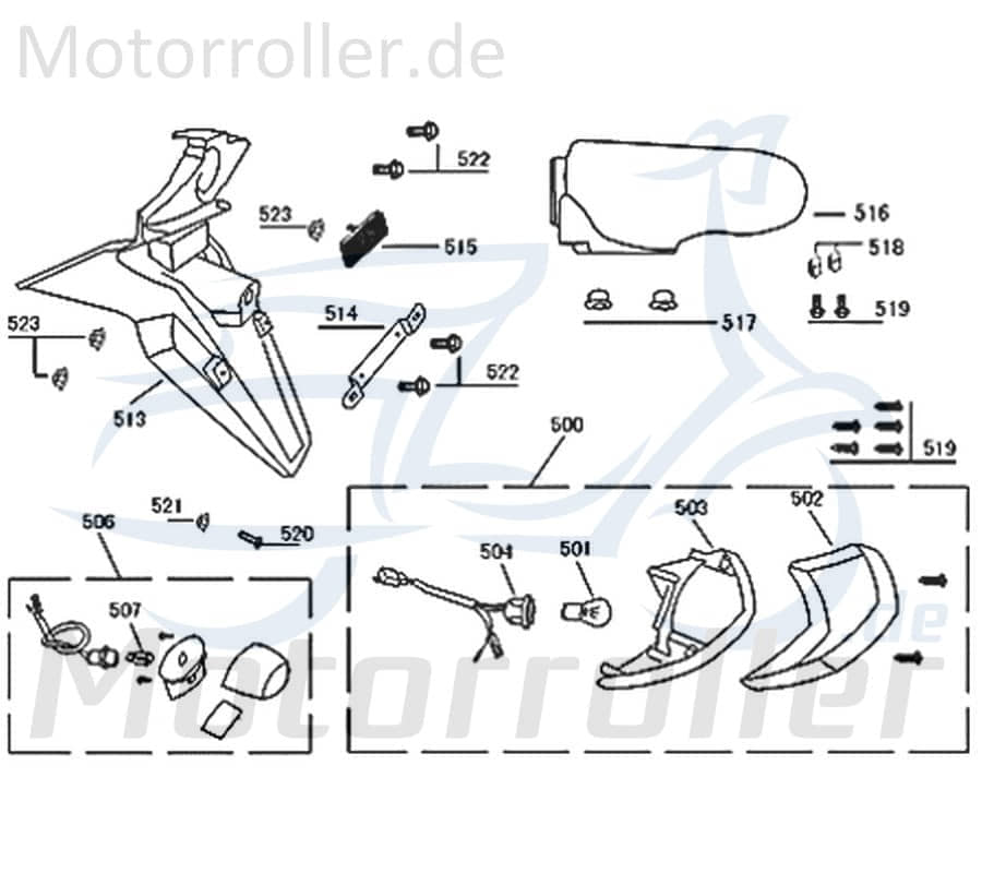ZNEN Nummernschildleuchte ZNEN komplett 50ccm 33720-F22-9000 Motorroller.de 50ccm-2Takt Scooter Florett 2.0 50 City Kreidler Florett 50 RS 2.0 Moped