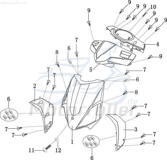 Kreidler Galactica 2.0 50 DD Seitenverkleidung vorne links schwarz 702733 Motorroller.de Seitenabdeckung Seitenleiste Frontverkleidung Frontabdeckung