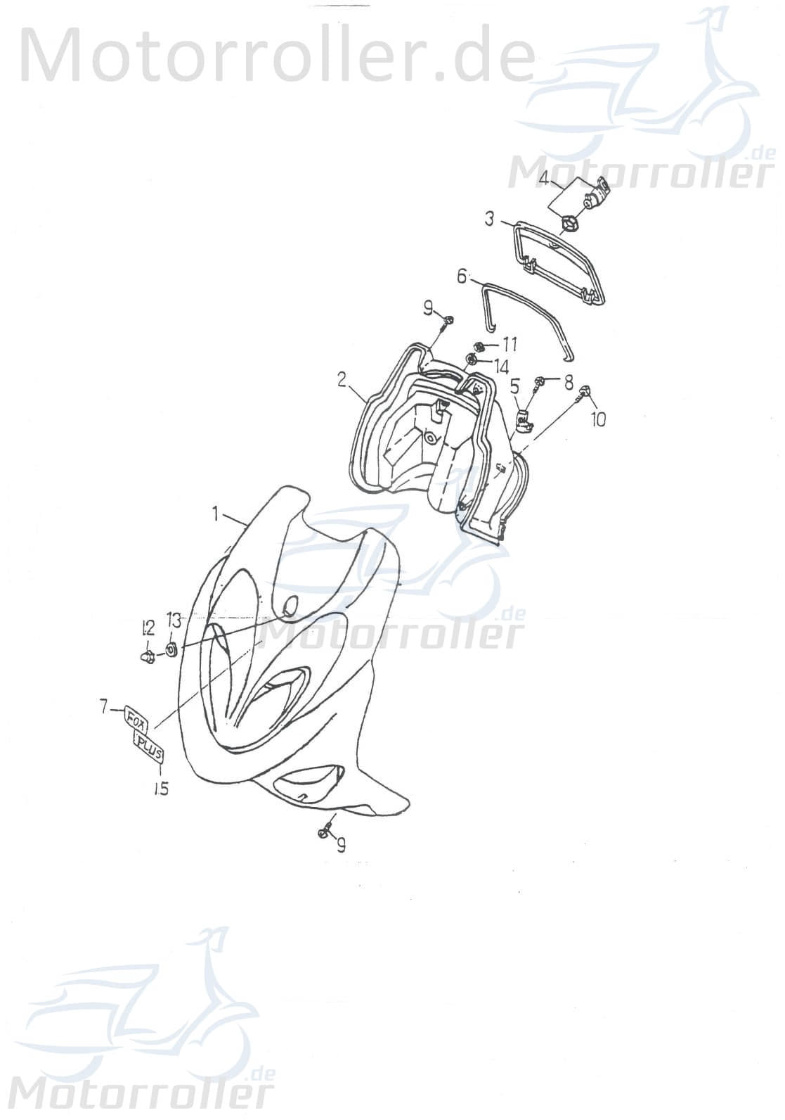Adly Silver Fox SF 50 Frontverkleidung 50ccm 2Takt 64301-139-000-S Motorroller.de schwarz Frontschürze Frontmaske Front-Cover Lenkerverkleidung