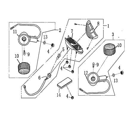 Kabelbaum Rücklicht mit Fassung Rex RS750 Roller 50ccm 700947 Motorroller.de Kabelsatz Stromverteiler Strom-Verteiler Kabel-Set Kabelbündel Kabel-Baum