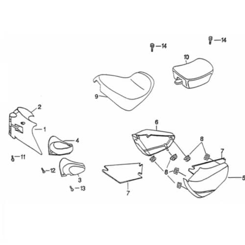 Rex Cruiser 125 Seitendeckel 125ccm 4Takt 51173-ROA-0015 Motorroller.de Seitenklappe Seitenabdeckung Seiten-Deckel Seiten-Kappe Seiten-Abdeckung Moped