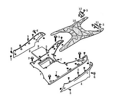 Fussraste links Fussbrett Rex 125 85461 Fussablage Beifahrer