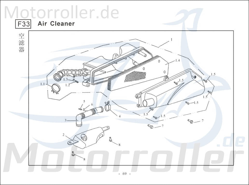 Ansauggehäuse Plastik Schlaucheinlass Daifo 50ccm 4Takt Motorroller.de Ansaugverkleidung 139QMB Scooter GMX 50 Rex RS500 QM50QT 6A-AQINGQI Ersatzteil
