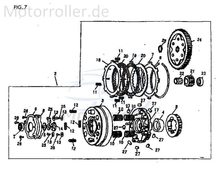 Jincheng Zahnrad Hauptantrieb Kupplung 50ccm 2Takt 140100 Motorroller.de Steuerrad Ritzel Ketten-Rad Zwischenrad Steuer-Rad Zahn-Rad Getrieberad Moped
