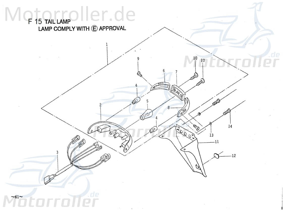 PGO Rücklichtabdeckung Galaxy 50 Verkleidung 50ccm 2Takt Motorroller.de hinten 50ccm-2Takt Scooter Galaxy 90 Ersatzteil Service Inpektion Direktimport