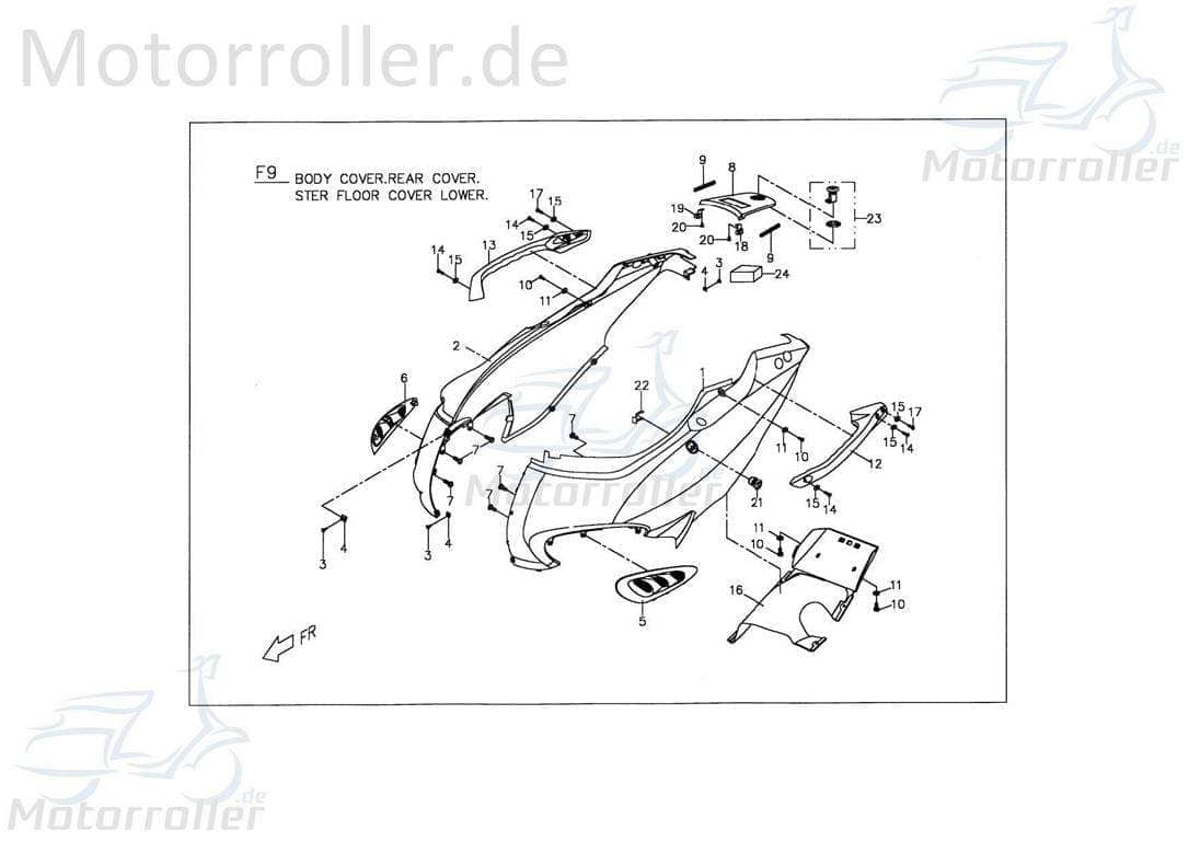 PGO TR3 50 Trittbodenverkleidung unten dunkel schwarz C1625021650 Motorroller.de Trittbodenabdeckung