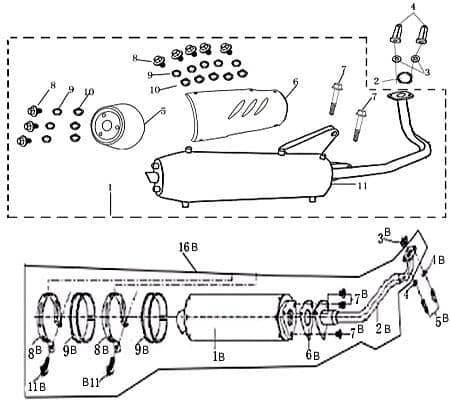 Auspuff komplett ohne SLS 139QMA 139QMB 4T 700600