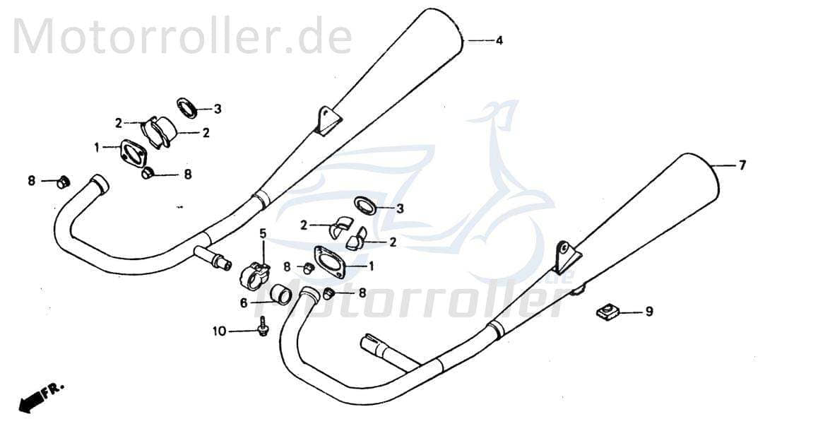 Chunlan Chopper Auspuff Endtopf 125ccm 4Takt 244FM.13.02 Motorroller.de Endschalldämpfer Auspuffanlage Auspuff-Anlage Auspufftopf Auspuffendtopf Moped
