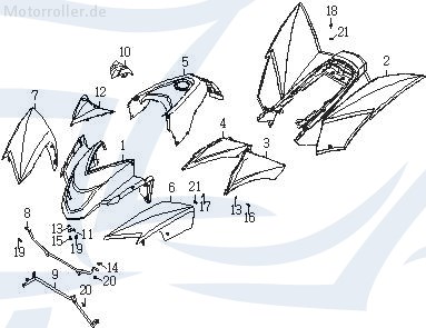 SMC Kotflügel links weiß Exploroer Schutzblech 51552-CGW-0011 Motorroller.de Spritzschutz Schutz-Blech Radabdeckung Innenkotflügel Radlauf Quad ATV
