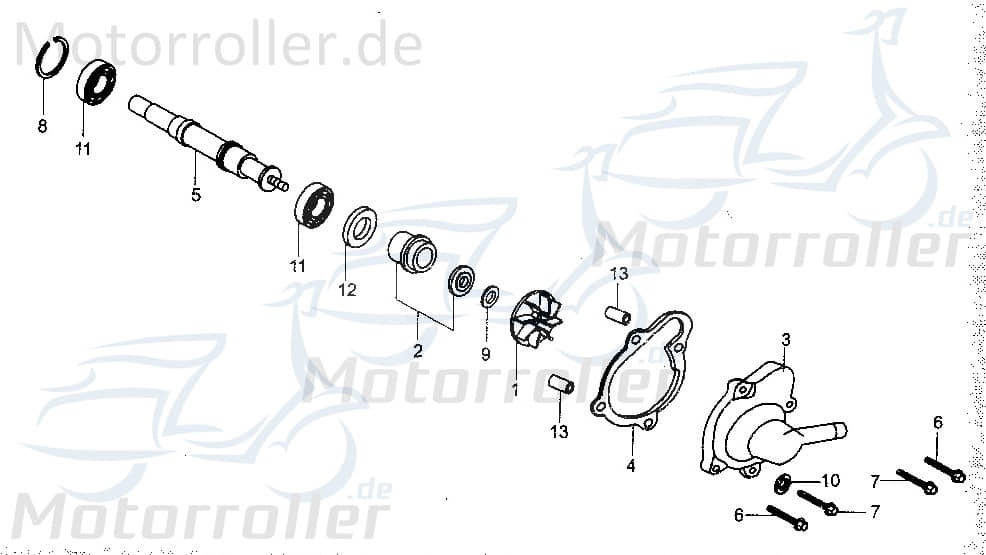 Achse Kühlwasserpumpe Welle Tongjian Strassenbuggy 250 172MM-080001 Motorroller.de Eppella ECM TBM Twister Hammerhead Wangye Kasea Buggy
