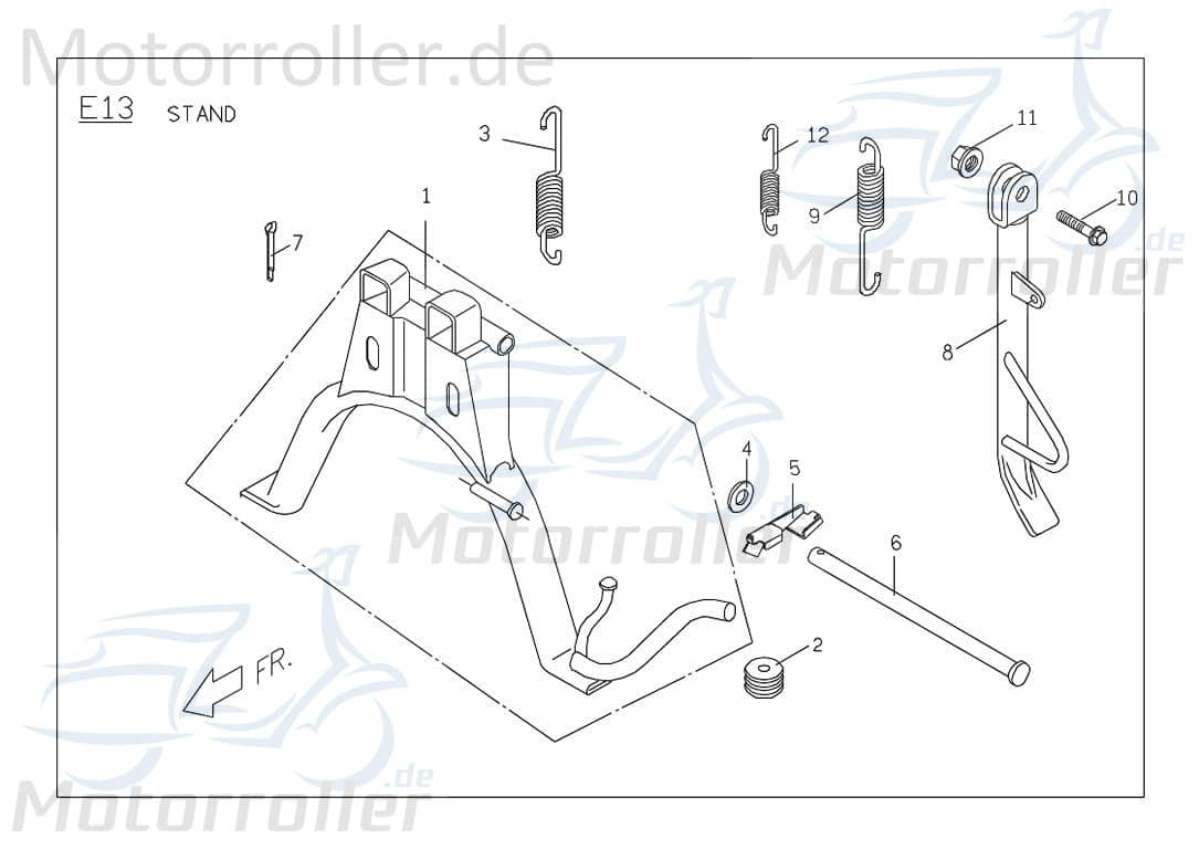 PGO Hauptständer schwarz Ligero RS 50 Standfuß Roller P5461001600 Motorroller.de Zweibeinständer Roller-Ständer Rollerständer Mittelständer Stand-Fuß