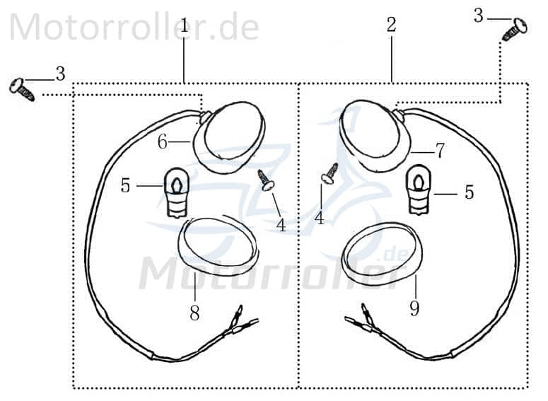 Blinker vorn rechts klarglas AGM Fighter 50 One 50ccm 2Takt Motorroller.de Signalleuchte Blinklicht Blinkleuchte Fahrtrichtungsanzeiger Blinkleuchten
