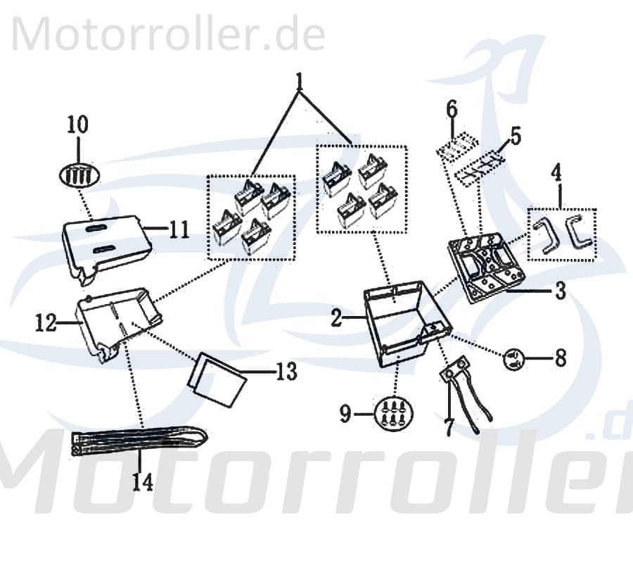 Akkusatz 8 Batterien für den Akkusatz Jonway E-Rex 1210009-4 Motorroller.de komplett Accu complete ElektroMokick ElektroMoped RMC-E HIKER 50 Electro