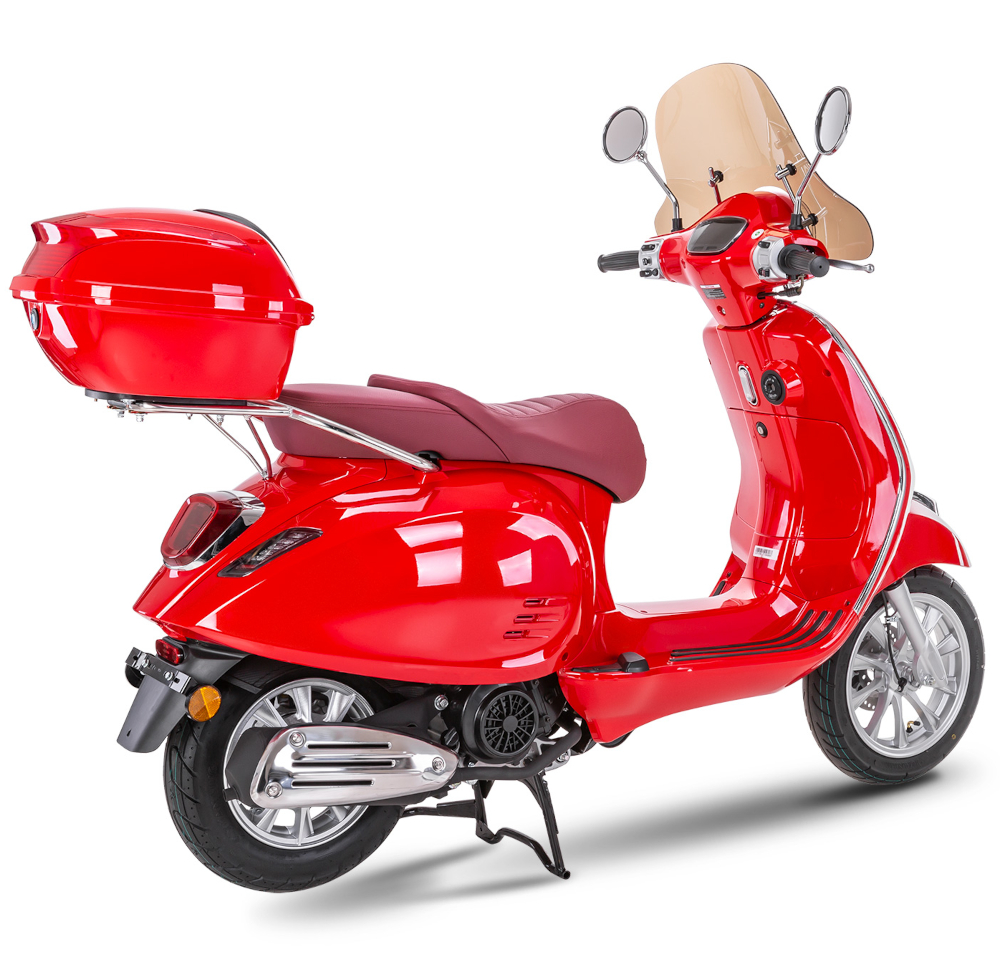 Motorroller Fighter 125 R-R rot Euro 5 Leichtkraftrad Scooter Retroroller mit Topcase und Windschild