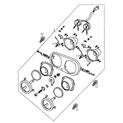 Doppelscheinwerfer Rex RS500 QM50QT 6A-AQINGQI 50ccm 4Takt Motorroller.de Strahler Frontscheinwerfer Vorderlicht Frontleuchte Hauptstrahler Scooter
