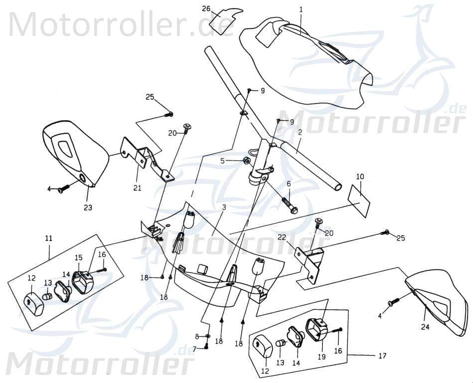 PGO Handschutz links grau PMX 110 Griffschale Handschale P2543010660 Motorroller.de PMX 50 Mokick Ersatzteil Service Inpektion Direktimport