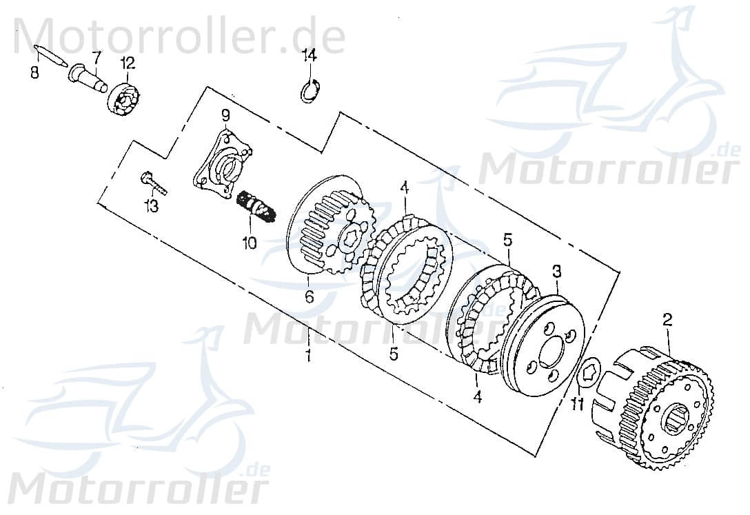SMC Chopper 125 Kupplungskorb 125ccm 4Takt 25611-CHP-00 Motorroller.de Kupplungsgehäuse außen Minarelli liegend Scooter Ersatzteil Service Inpektion