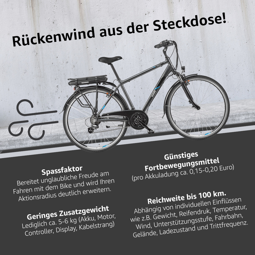 E-Bike Telefunken XT481 Expedition Elektrofahrrad Trekking-Pedelec anthrazit 28" RH 48cm E-Fahrrad Trekkingrad Herrenrad