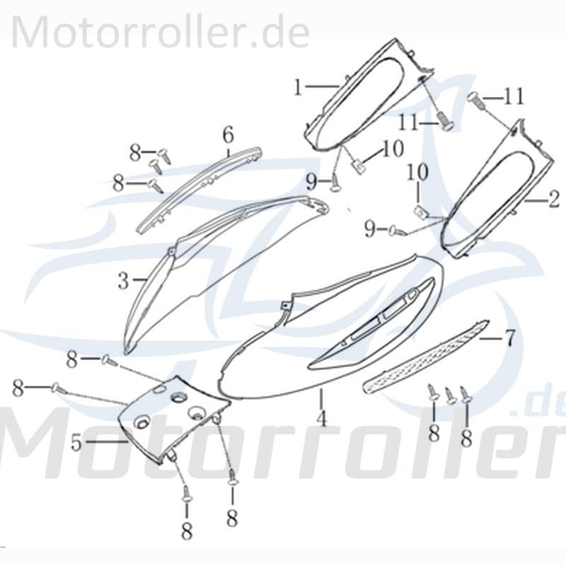 Kreidler Hiker 2.0 50 DD Heckverkleidung links silber 706808 Heckabdeckung Seitenverkleidung Seitenabdeckung Seitenleiste