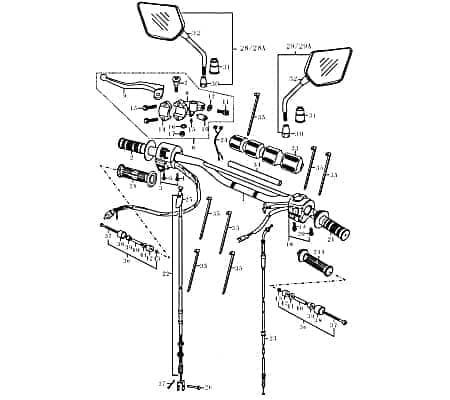Kupplungshebeleinheit links Rex Supermoto 125 DD 125ccm 4Takt Motorroller.de 125ccm-4Takt Motorrad Supermoto Enduro 125 Moped Ersatzteil Service