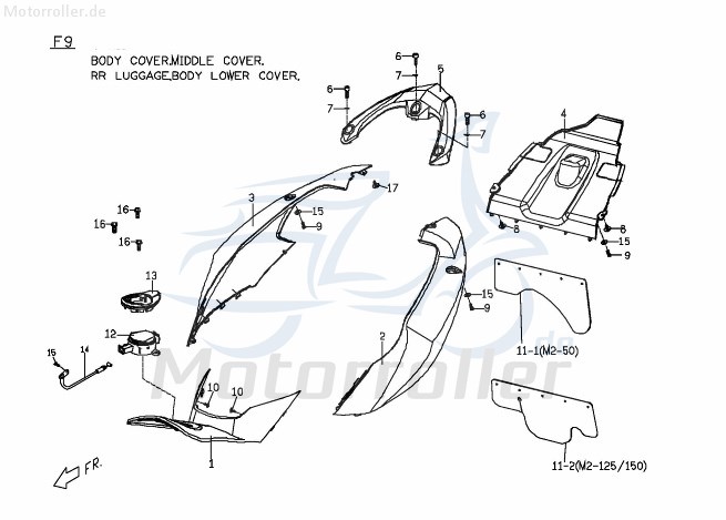 PGO Benzintankverkleidung vorn G-Max Roller M2625010650 Motorroller.de G-Max 125 Mokick Ersatzteil Service Inpektion Direktimport