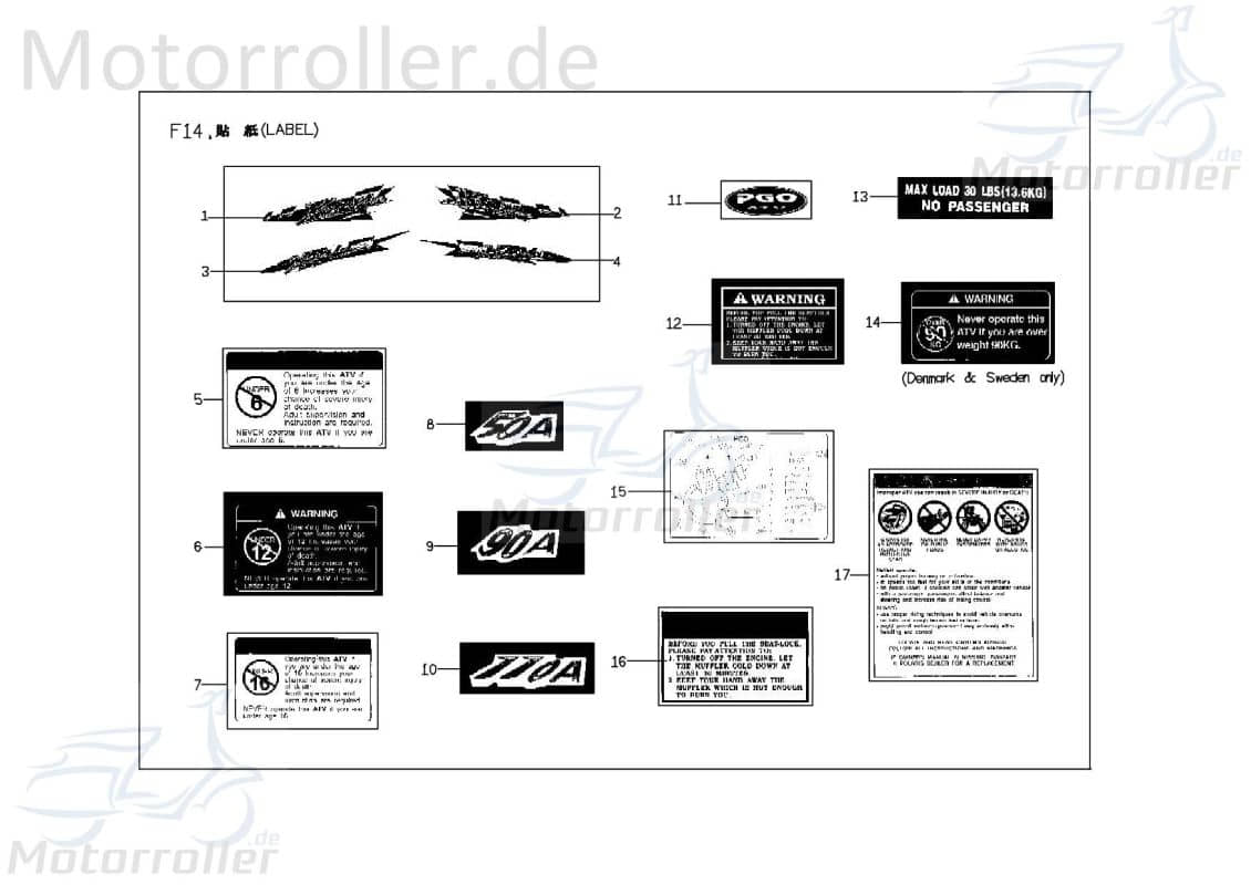 PGO X-RIDER Aufkleber Seitenverkleidung rechts Sticker Dekor Quad ATV X1601190000 Motorroller.de Dekor-Aufkleber Klebeetikett UTV Ersatzteil Service