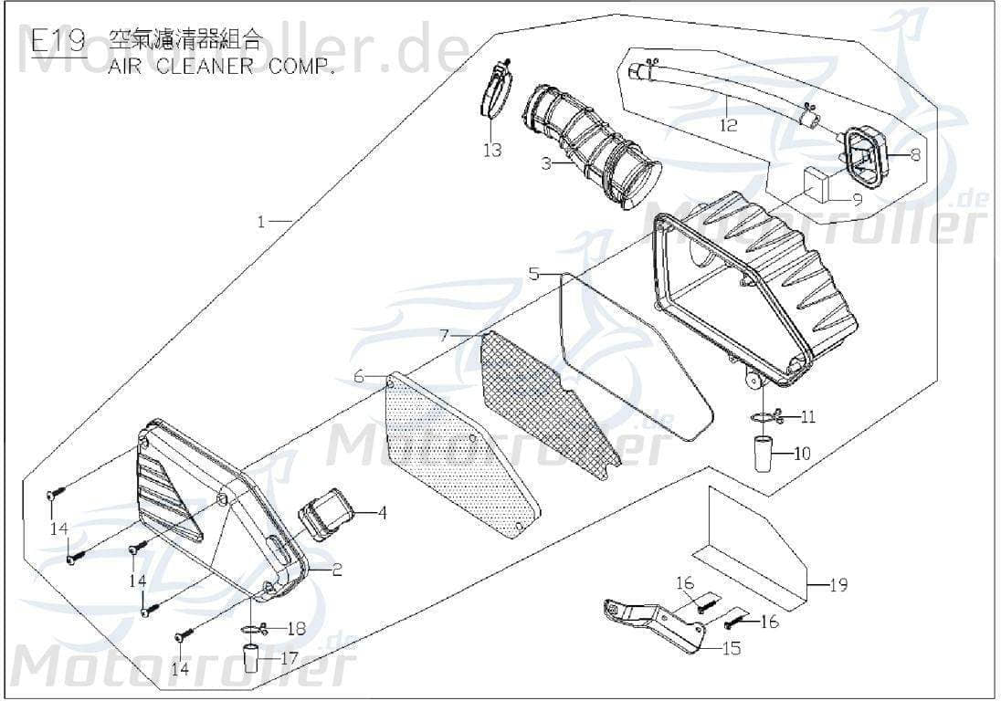 PGO Lenkerverkleidung unten schwarz TR3 50 Frontverkleidung C1614003650 Motorroller.de Frontschürze Frontmaske Lenkerabdeckung Front-Cover
