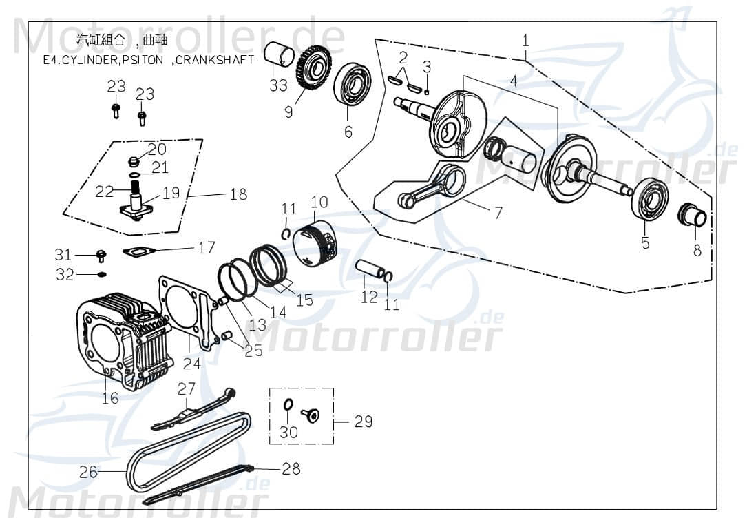 PGO Bugrider 200 Ölabstreifring 200ccm 4Takt C70674000000 Motorroller.de Set PGO 200ccm-4Takt Buggy Ersatzteil Service Inpektion Direktimport
