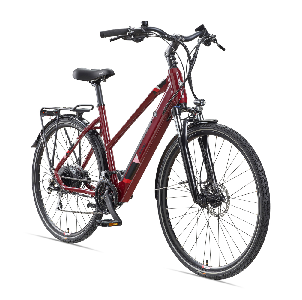 E-Bike Telefunken XC940 Expedition Elektrofahrrad Trekking-Pedelec weinrot 28" RH 50cm E-Fahrrad Trekkingrad Damenrad
