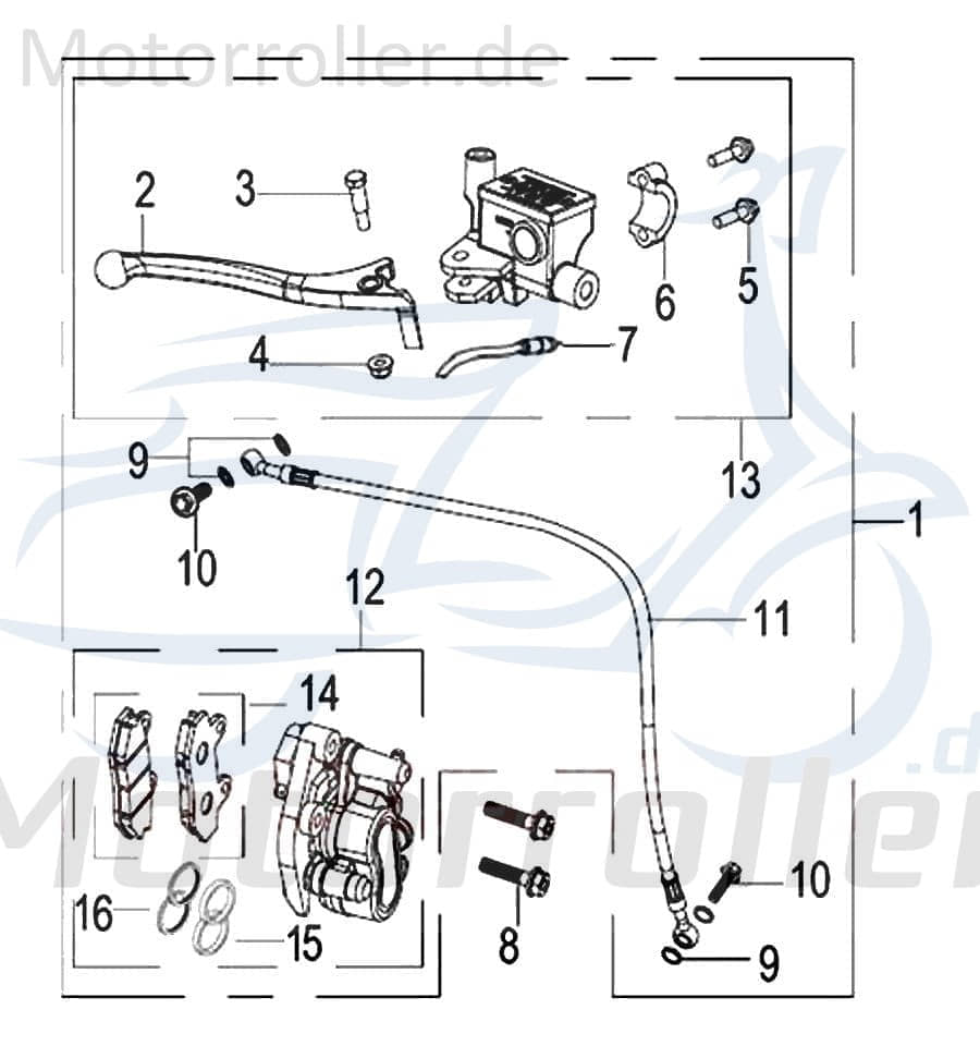 SMC Verbindungsbolzen Keeway Easy 50 Scooter 45037J000000 Motorroller.de Hohlschraube Verbindungsschraube Bremsschlauch 125ccm-4Takt Moped Ersatzteil