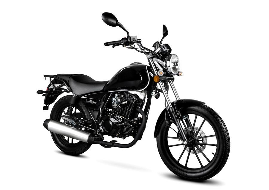Motorrad Fighter 125 C-S schwarz matt 90 km/h Euro 5+ Schaltmoped Chopper 125ccm 4 Takt Leichtkraftrad Krad Kraftrad