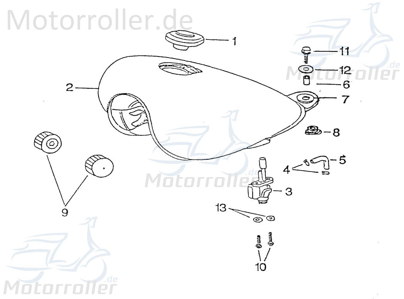 SMC Chopper 125 Tankdeckel Roller 125ccm 4Takt 43102-CHP-00 Motorroller.de Schraubdeckel Tankverschluss Tank-Verschluss Schraub-Deckel Tank-Deckel