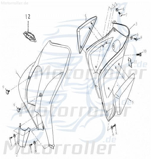 Adly Abdeckung Fahrgestellnummer grau Panther 50 50ccm 2Takt Motorroller.de Blende Schutz Verkleidung 50ccm-2Takt Scooter Air Tec 1 50 LC Ersatzteil