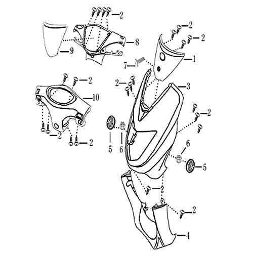 Jonway Monza 50 Race Urban Frontverkleidung weiss 50ccm 4Takt 706394 Motorroller.de Frontschürze Frontmaske Front-Cover Lenkerverkleidung Front-Schürz