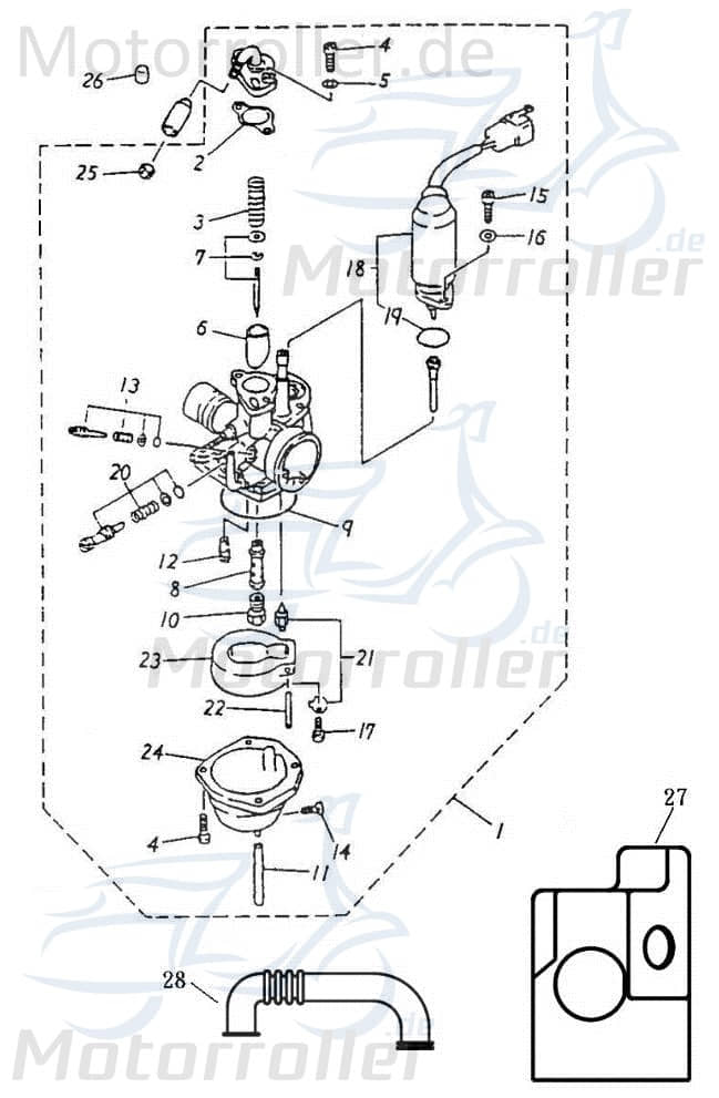 Adly Vergaserdüse VM16 ATV 50 II Utility XXL AC 50ccm 2Takt Motorroller.de Hauptdüse Nadeldüse Dosierdüse Einstelldüse Haupt-Düse Nadel-Düse Quad UTV