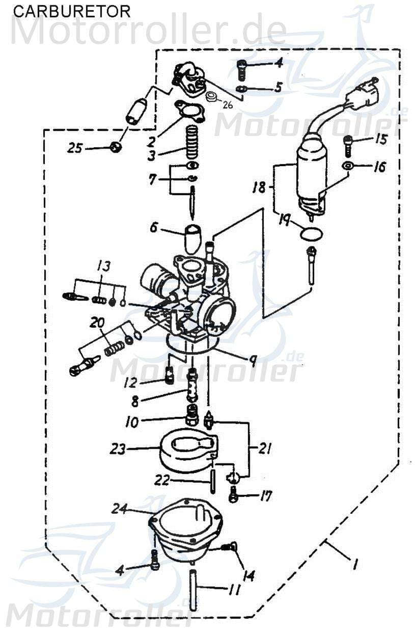 Mikuni Vergaser VM16 HD45 25km/h 50ccm 2Takt 16100-116-0AE Motorroller.de Schwimmer-Vergaser Carburetor Carburateur Benzin-Vergaser Vergaseranlage