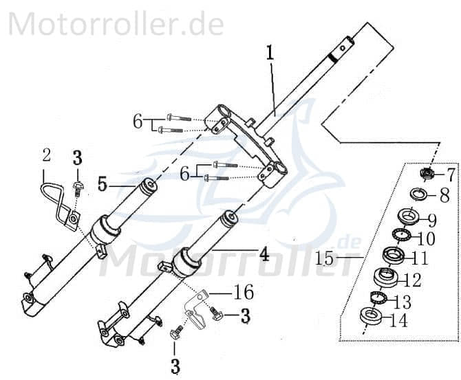 Rex 25-50 2-T Lenkkopflagersatz Roller 125ccm 4Takt 707161 Motorroller.de Kit Set komplett 152QMI Scooter Milano 125 Ersatzteil Service Inpektion
